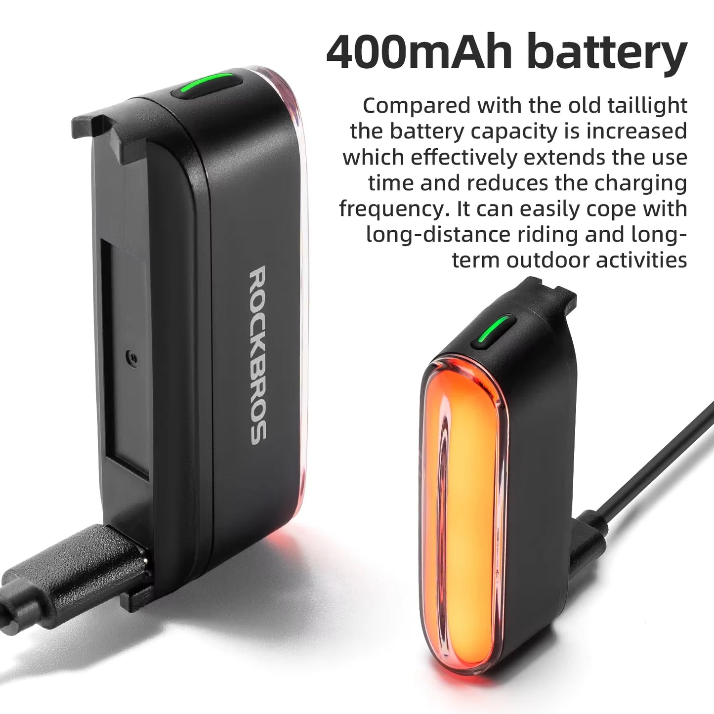 Rockbros Intelligent Smart Bicycle Tail Light Featuring Automatic Brake Sensor