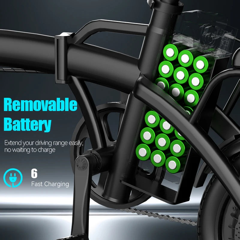 500W Foldable Electric Bike For Adults With Dual Brakes