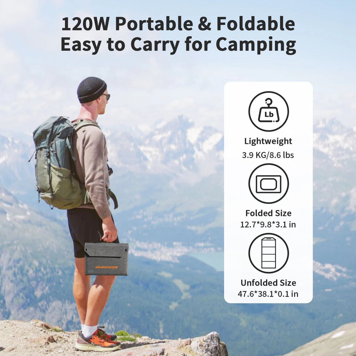 MHPOWOS 120W Foldable Solar Panel With USB-C And USB-A Outputs