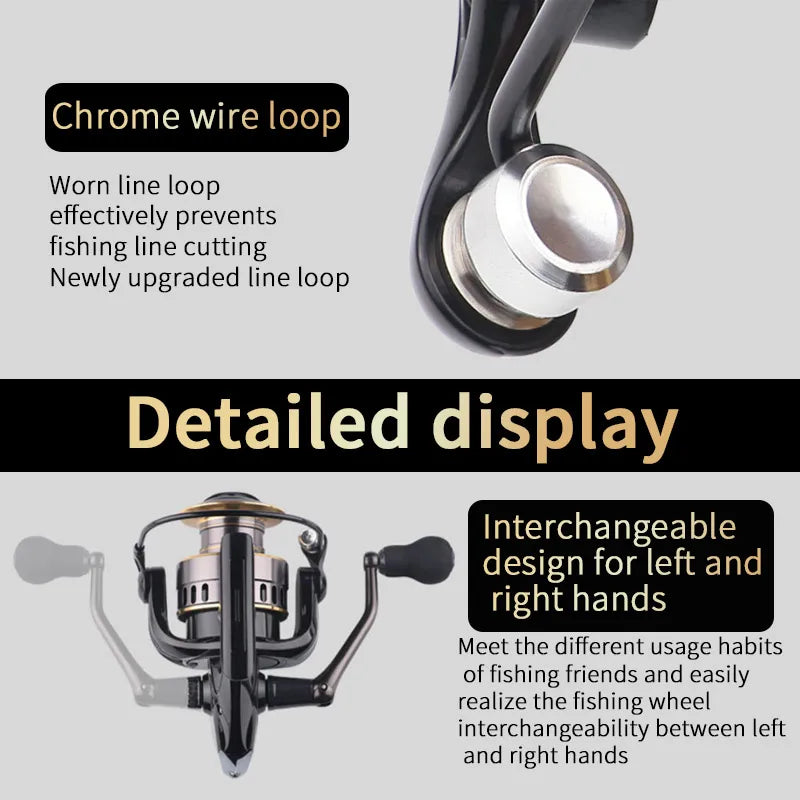 Two-Hand Rotating Fishing Reel He1000-7000 Series Aluminum Alloy