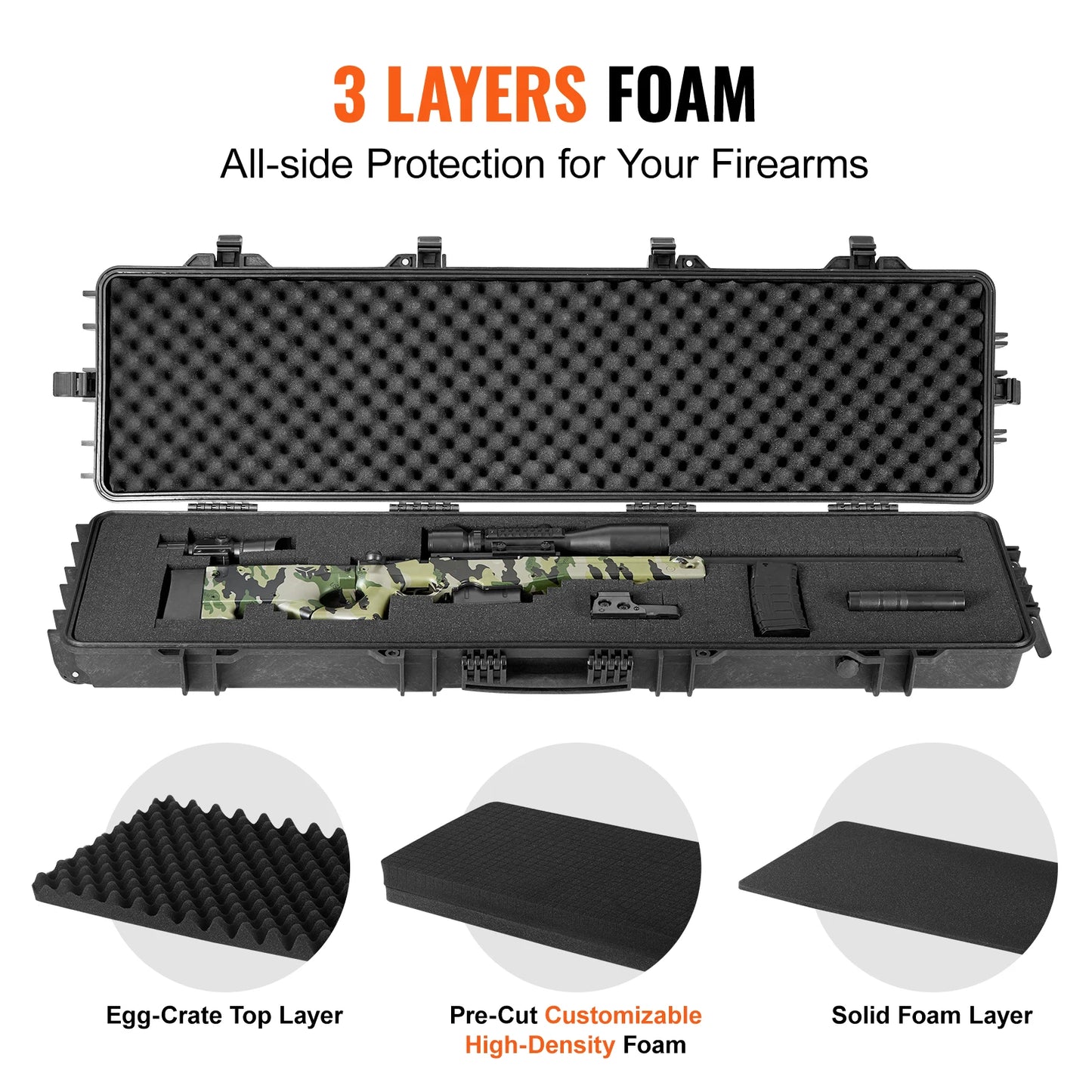 SucceBuy Hard Rifle Case Portable Shockproof Waterproof Storage