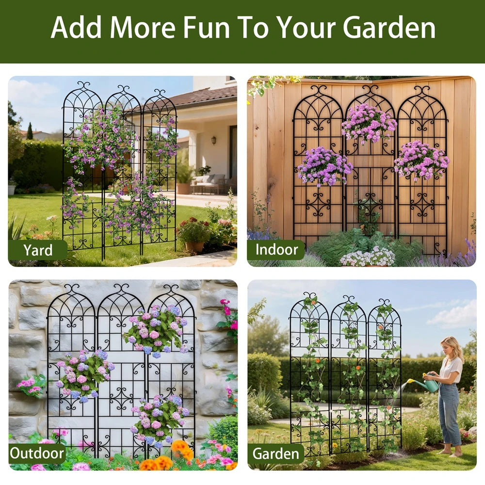 Rustproof Tall Metal Garden Trellis For Climbing Plants And Vines