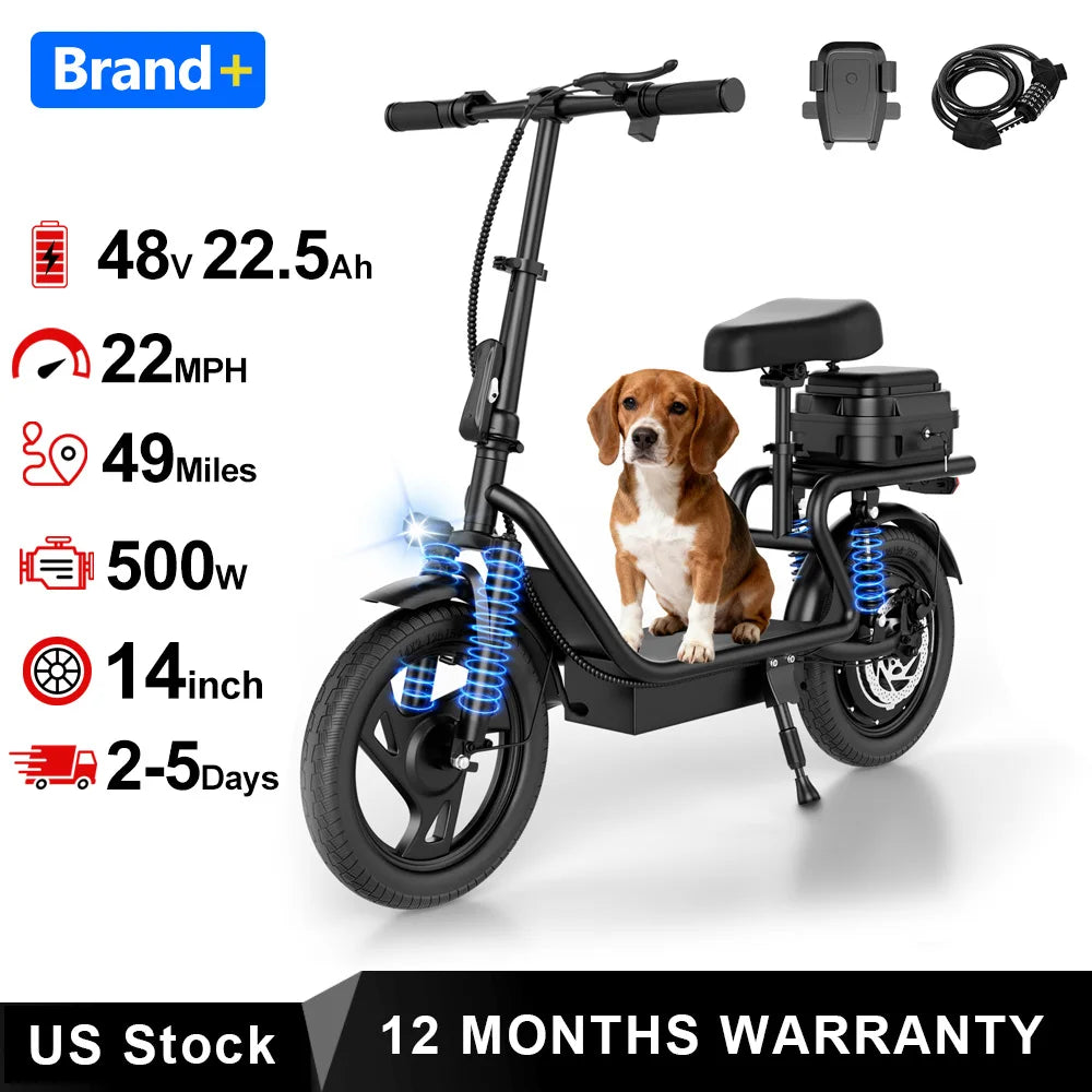 Aovopro 8.5 Inch Foldable Electric Bike With Basket