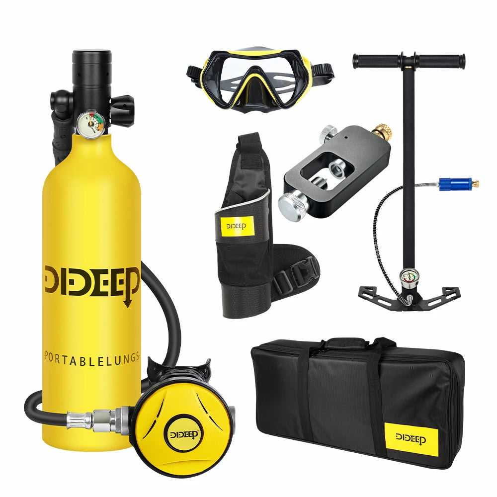 DIDEEP 1L Mini Scuba Tank Set With Portable Hand Pump