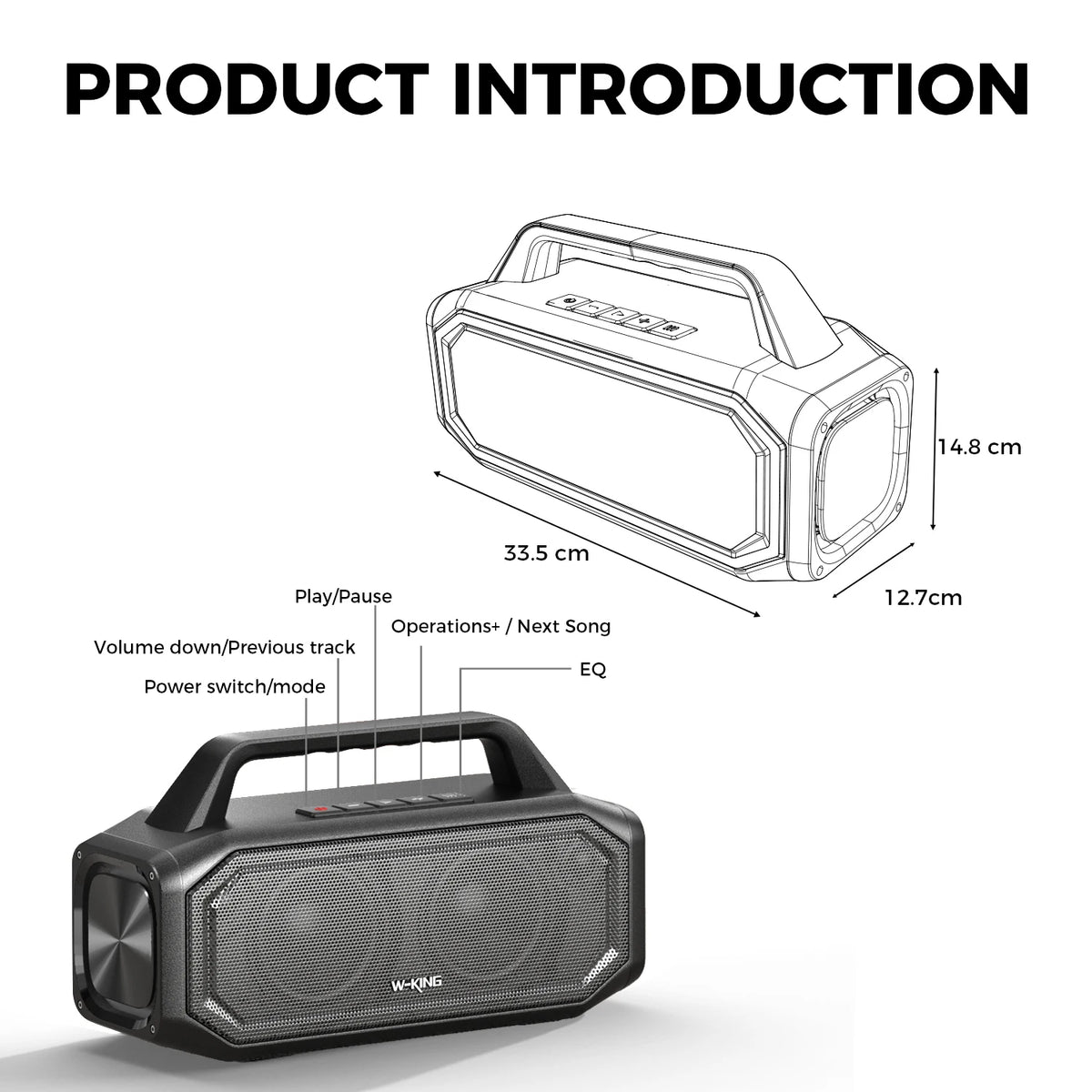 W King BT261 80W Portable Outdoor Speaker With Strong Bass