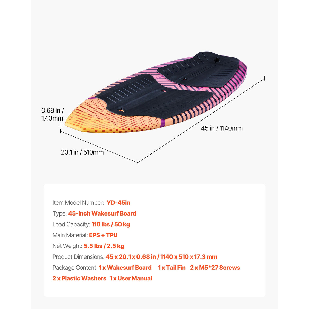 SucceBuy Wakesurf Board For Youth EPS Core 250 Lbs