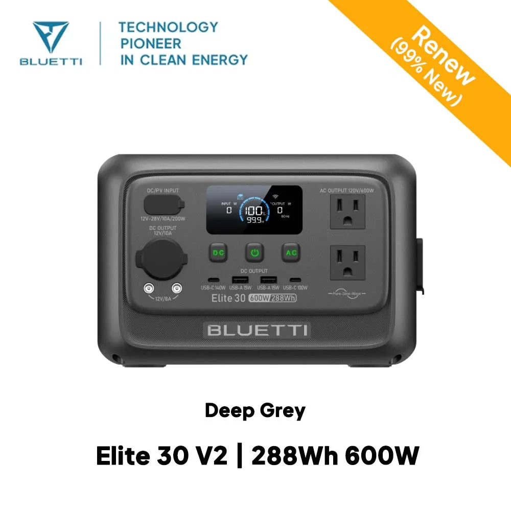 BLUETTI Elite 30 V2 288Wh 600W Portable Solar Power Station