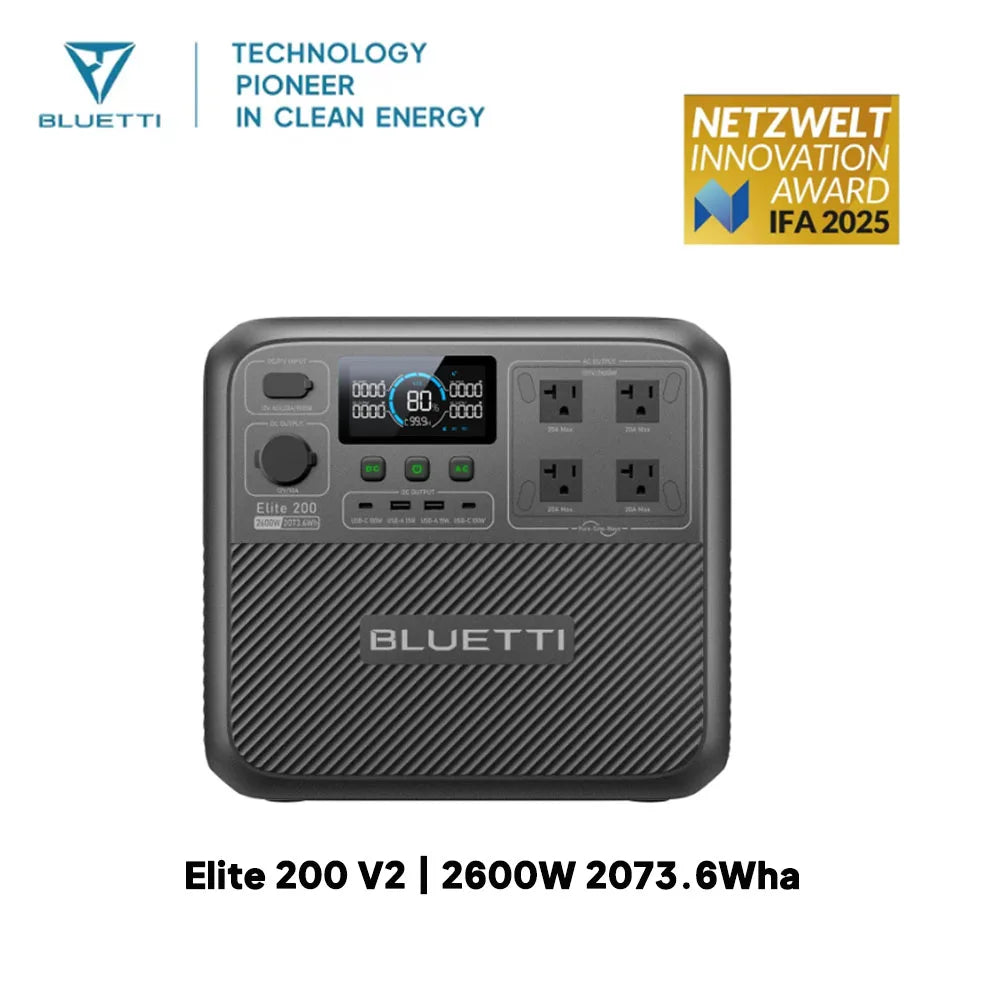 Bluetti Elite 200 V2 Portable Solar Generator 2600W 2073.6Wh