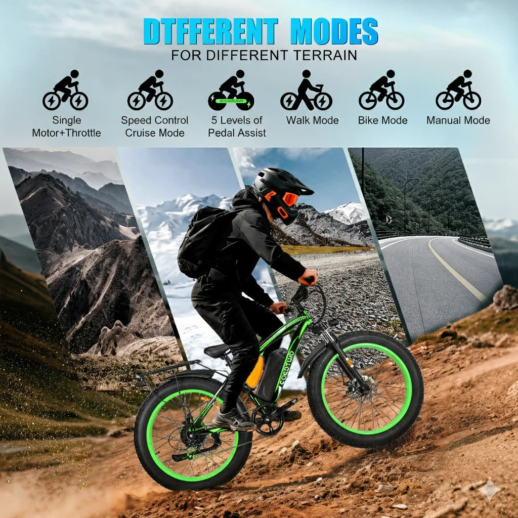 Eoeotwo 26 Inch Fat Tire Electric Bike With Powerful Motor