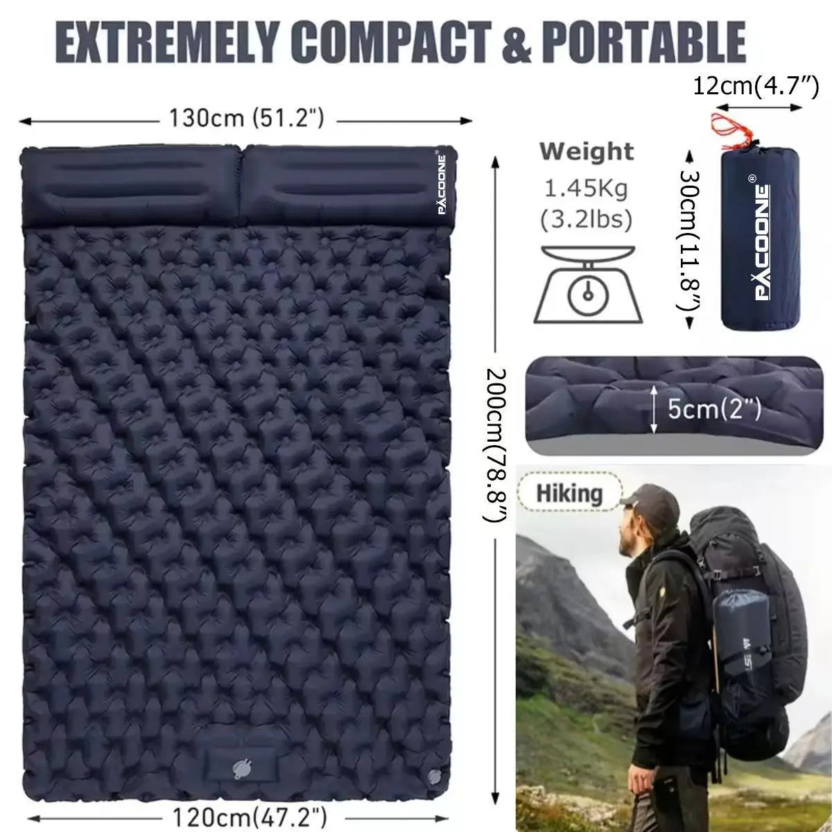 Foldable Inflatable Camping Mattress Warm Thick Light Wide Indoor Outdoor