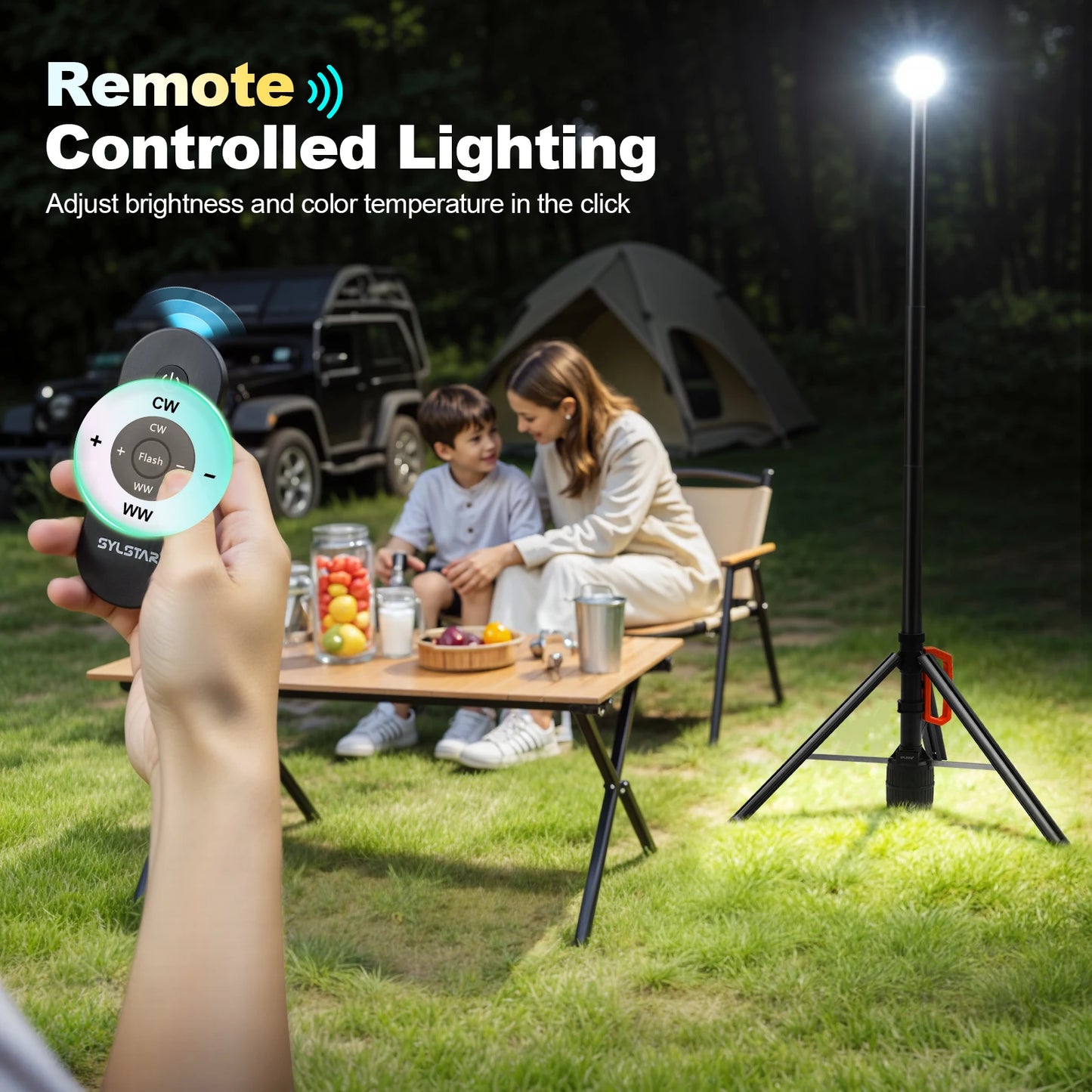 Rechargeable 3CCT Dimmable LED Work Light With Remote Control Stand