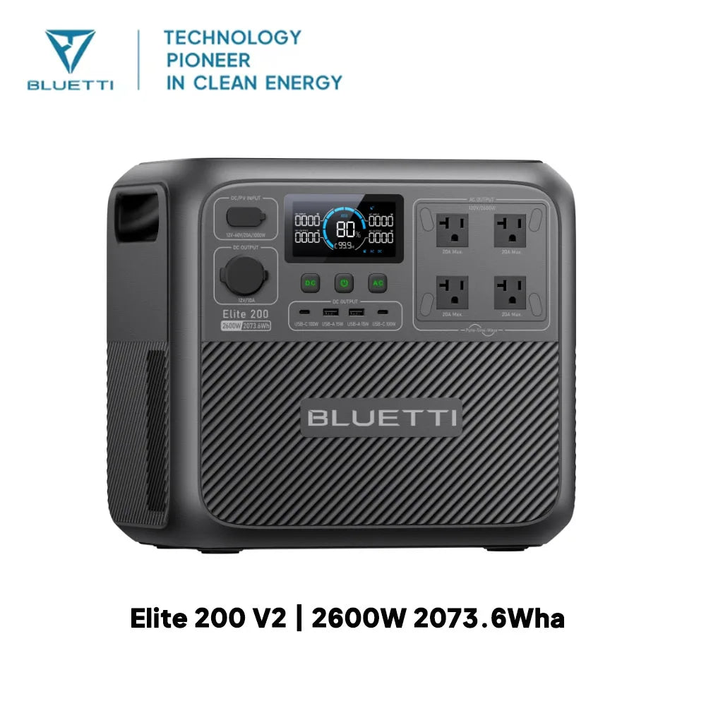 Bluetti Elite 200 V2 Portable Solar Generator 2600W 2073.6Wh