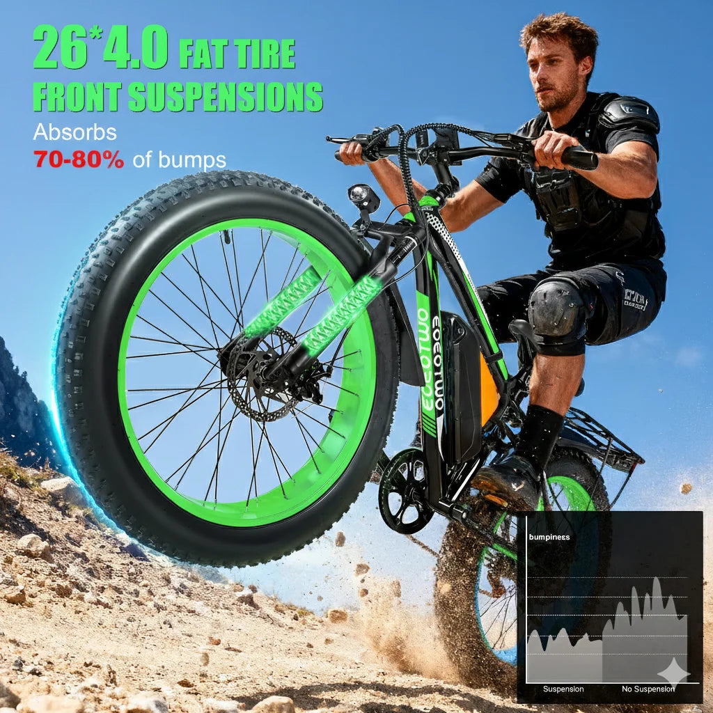 Eoeotwo 26 Inch Fat Tire Electric Bike With Powerful Motor