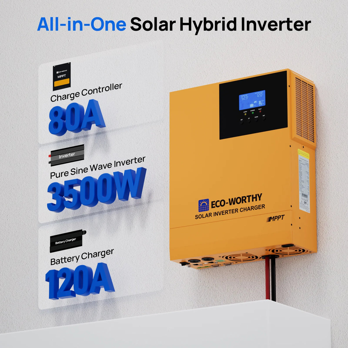 Eco-Worthy 48V 100Ah LiFePO4 Battery With 3500W Hybrid Inverter