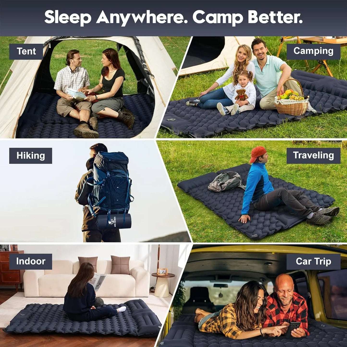 Foldable Inflatable Camping Mattress Warm Thick Light Wide Indoor Outdoor