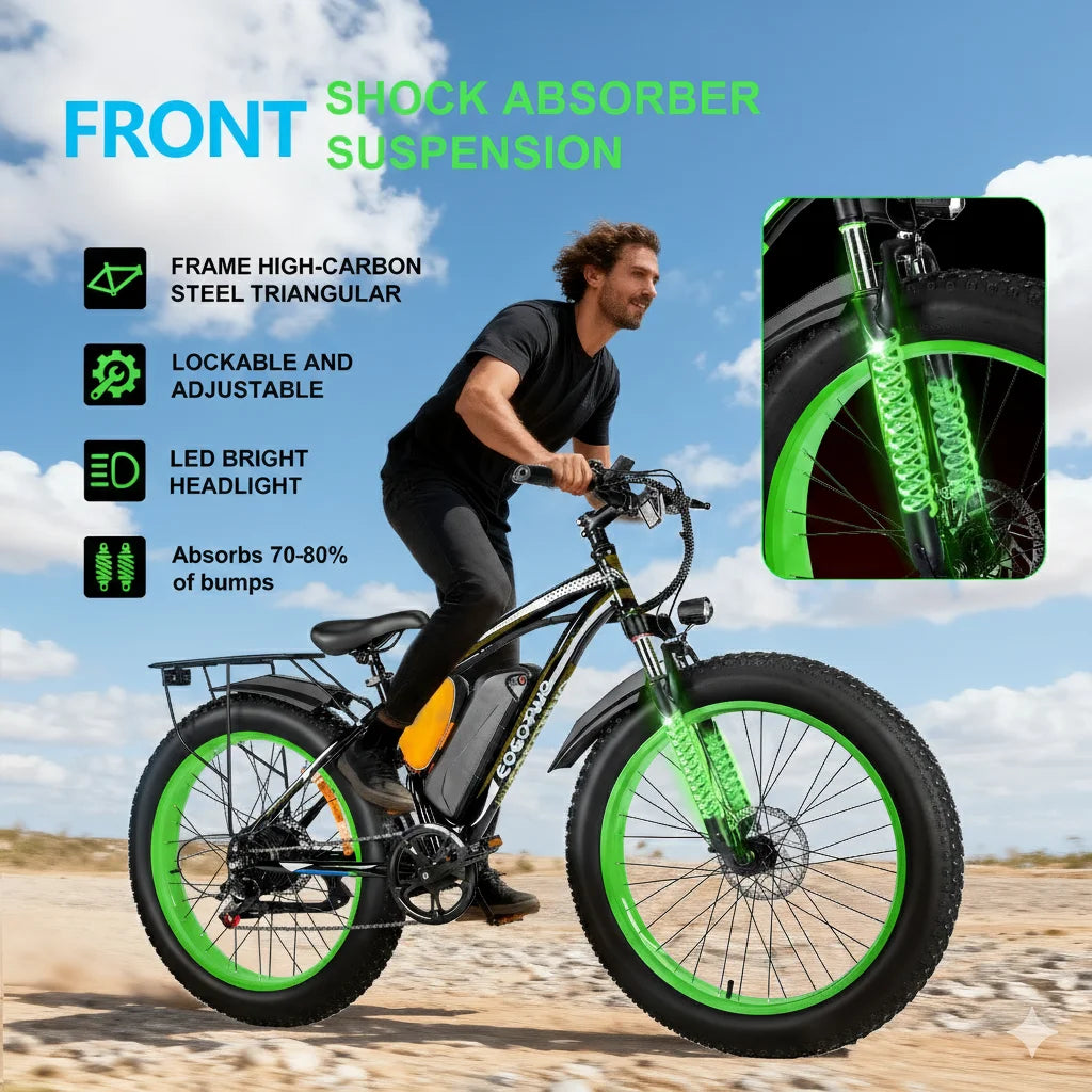Eoeotwo 26 Inch Fat Tire Electric Bike With Powerful Motor