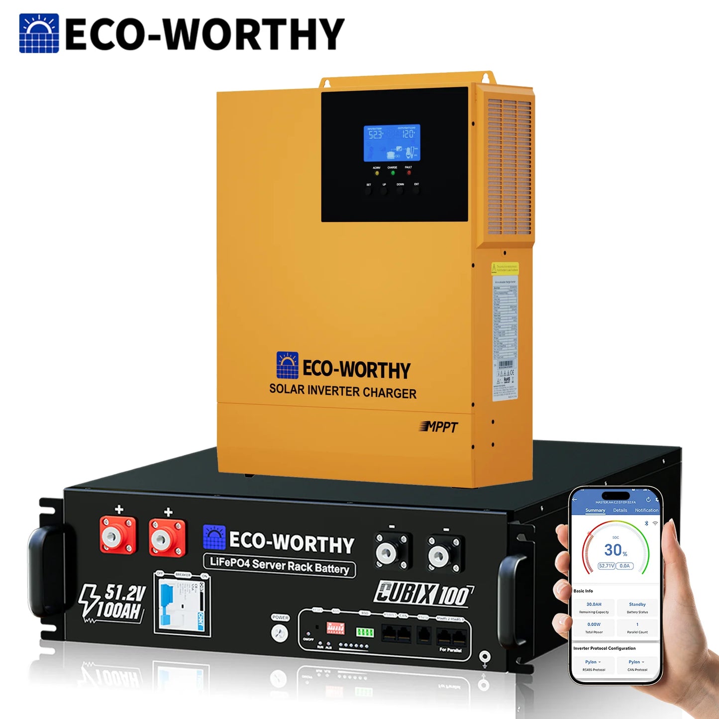 Eco-Worthy 48V 100Ah LiFePO4 Battery With 3500W Hybrid Inverter