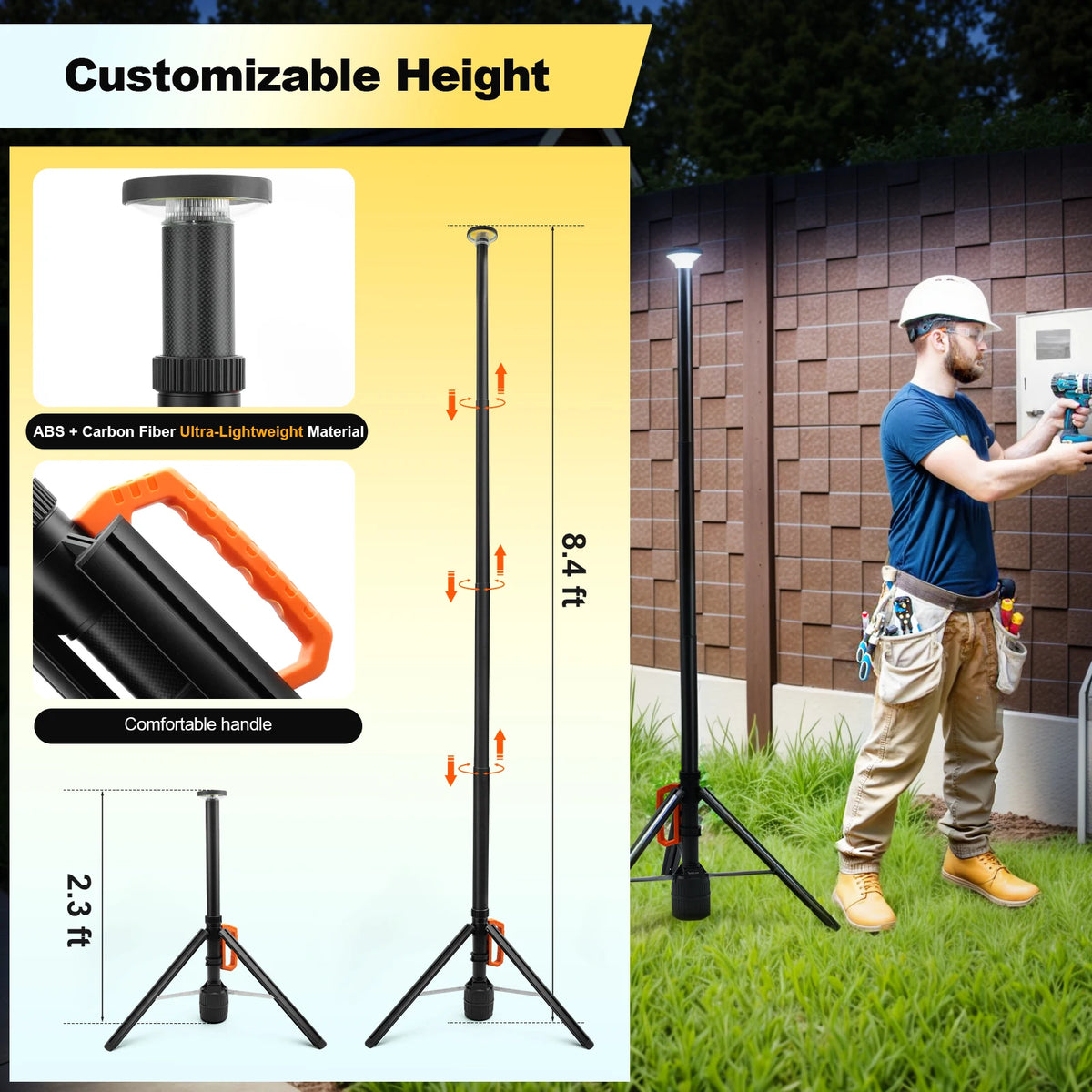 Rechargeable 3CCT Dimmable LED Work Light With Remote Control Stand