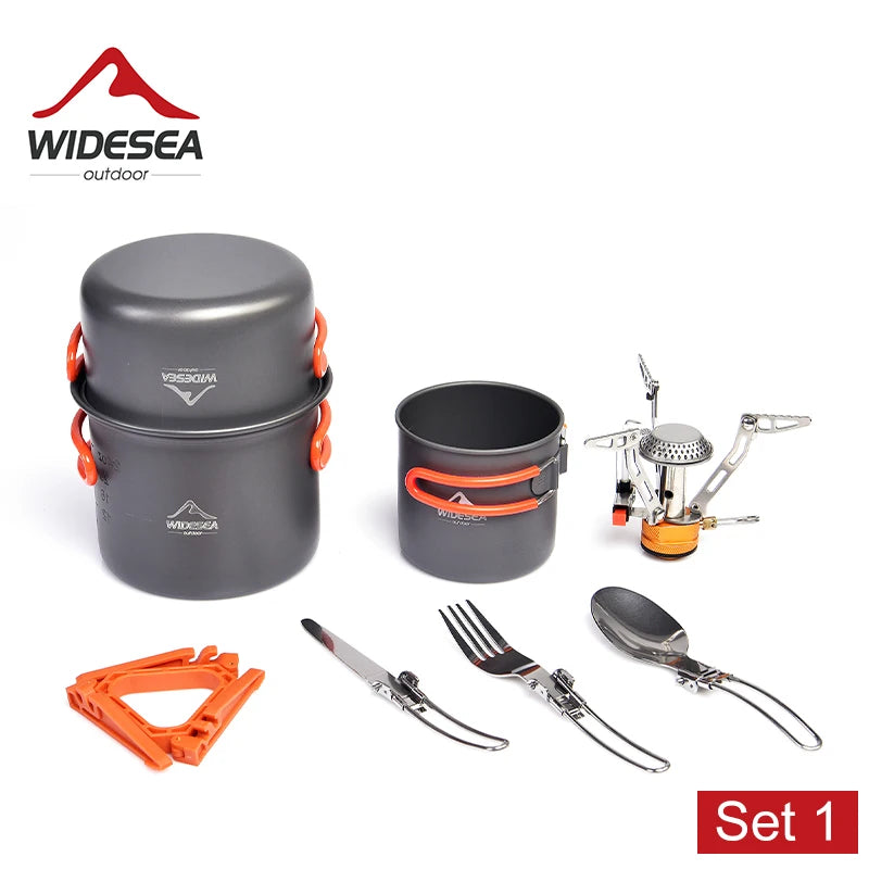 Widesea Aluminum Alloy Camping Cookware Set Folding Portable Outdoor Tableware