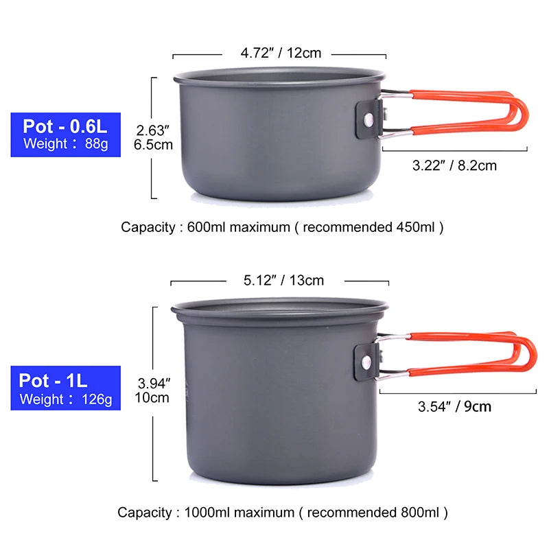 Widesea Foldable Aluminum Camping Cookware Set For Outdoor Travel