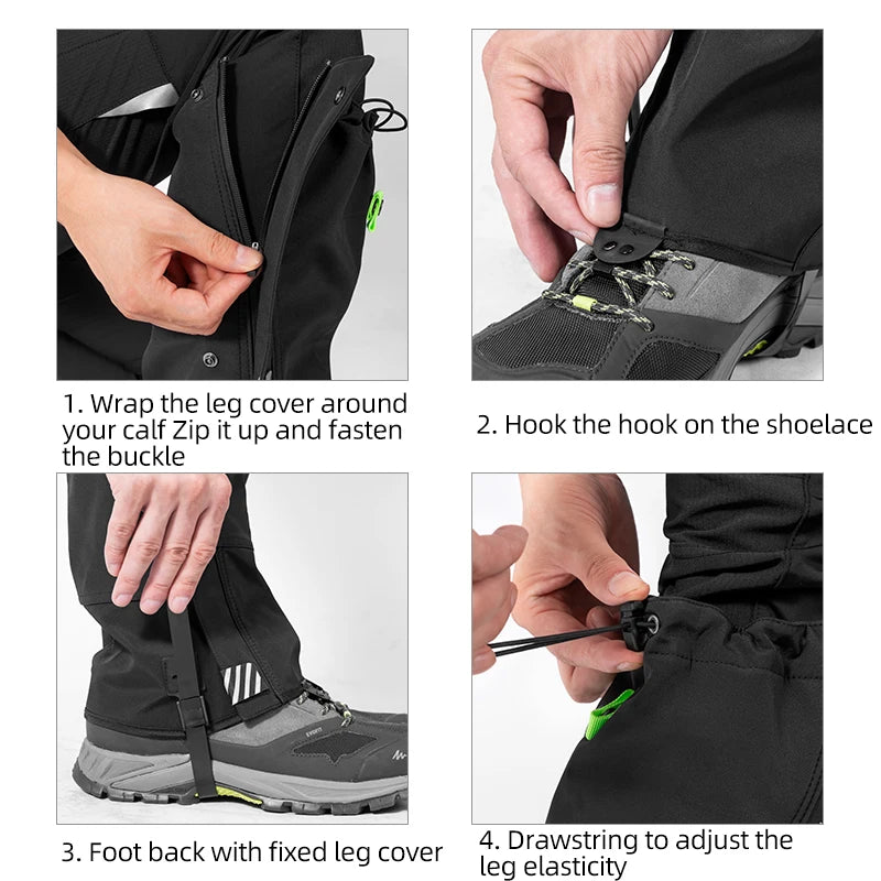 Rockbros Outdoor Waterproof Leg Gaiters For Hiking And Skiing