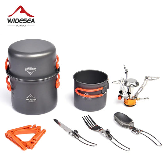 Widesea Foldable Aluminum Camping Cookware Set For Outdoor Travel