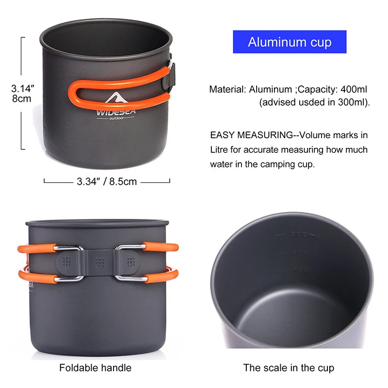 Widesea Aluminum Alloy Camping Cookware Set Folding Portable Outdoor Tableware