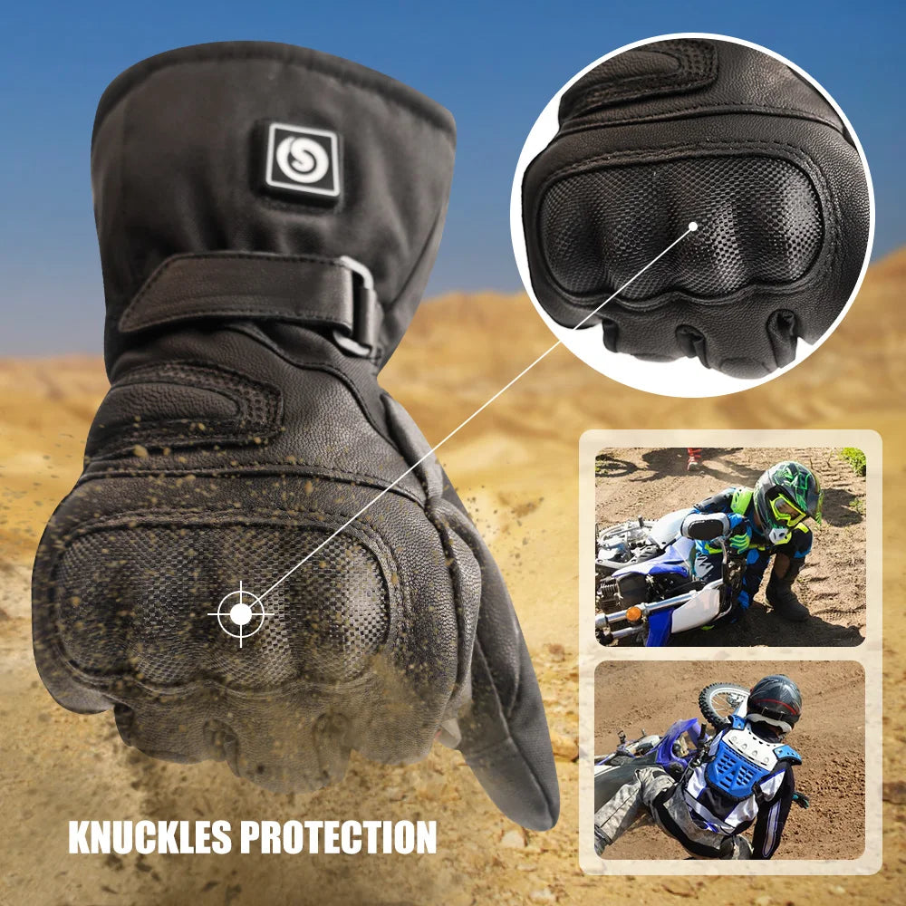 Snow Deer Waterproof Heated Tactical Leather Winter Gloves