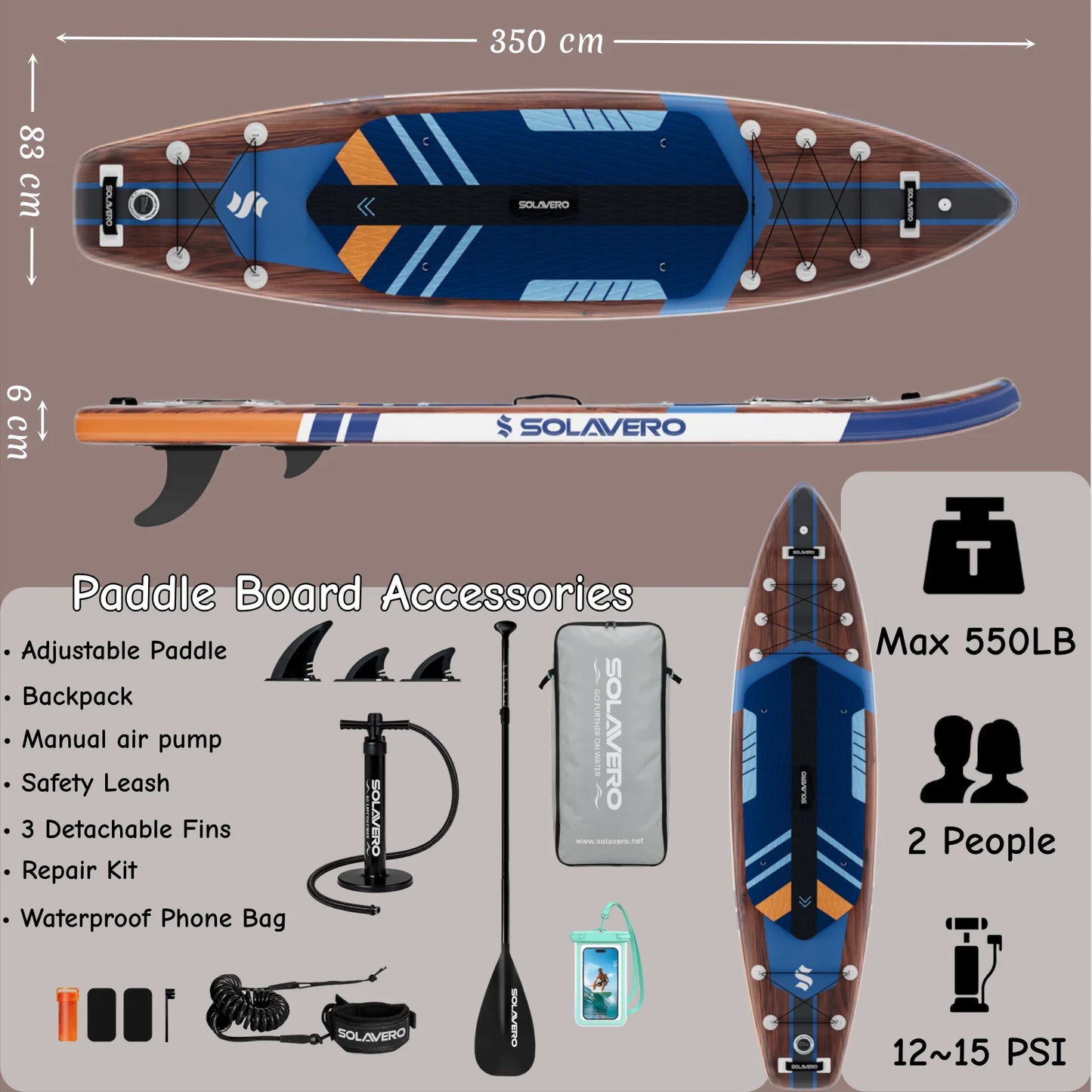 Inflatable Stand Up Paddle Board With Non Slip EVA Deck