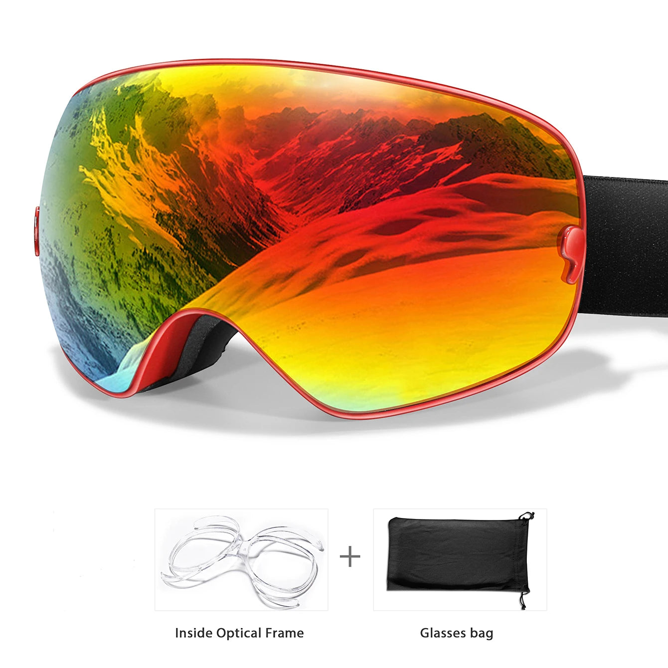 Unisex UV400 Anti Fog Ski Goggles With Polycarbonate Tpu Frame
