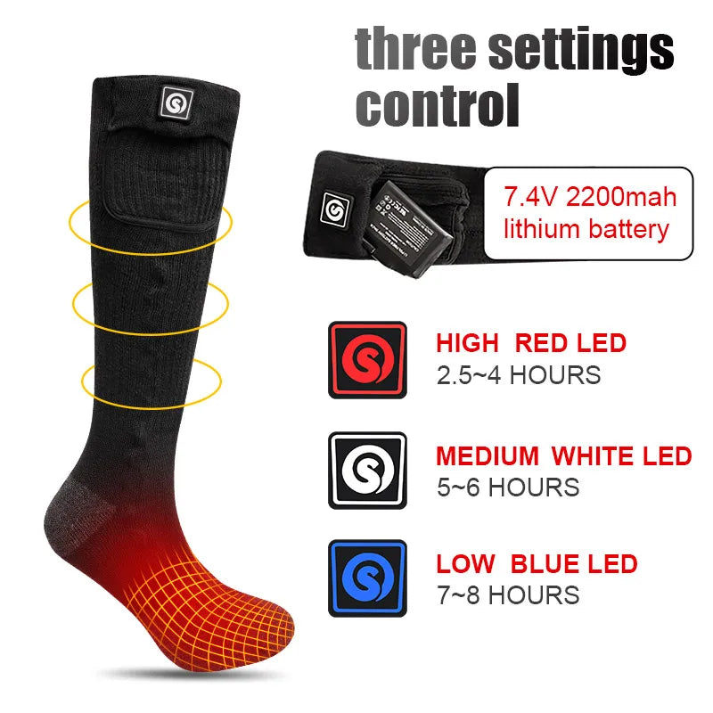 Snow Deer Rechargeable Heated Wool Thermal Socks For Ski And Camping