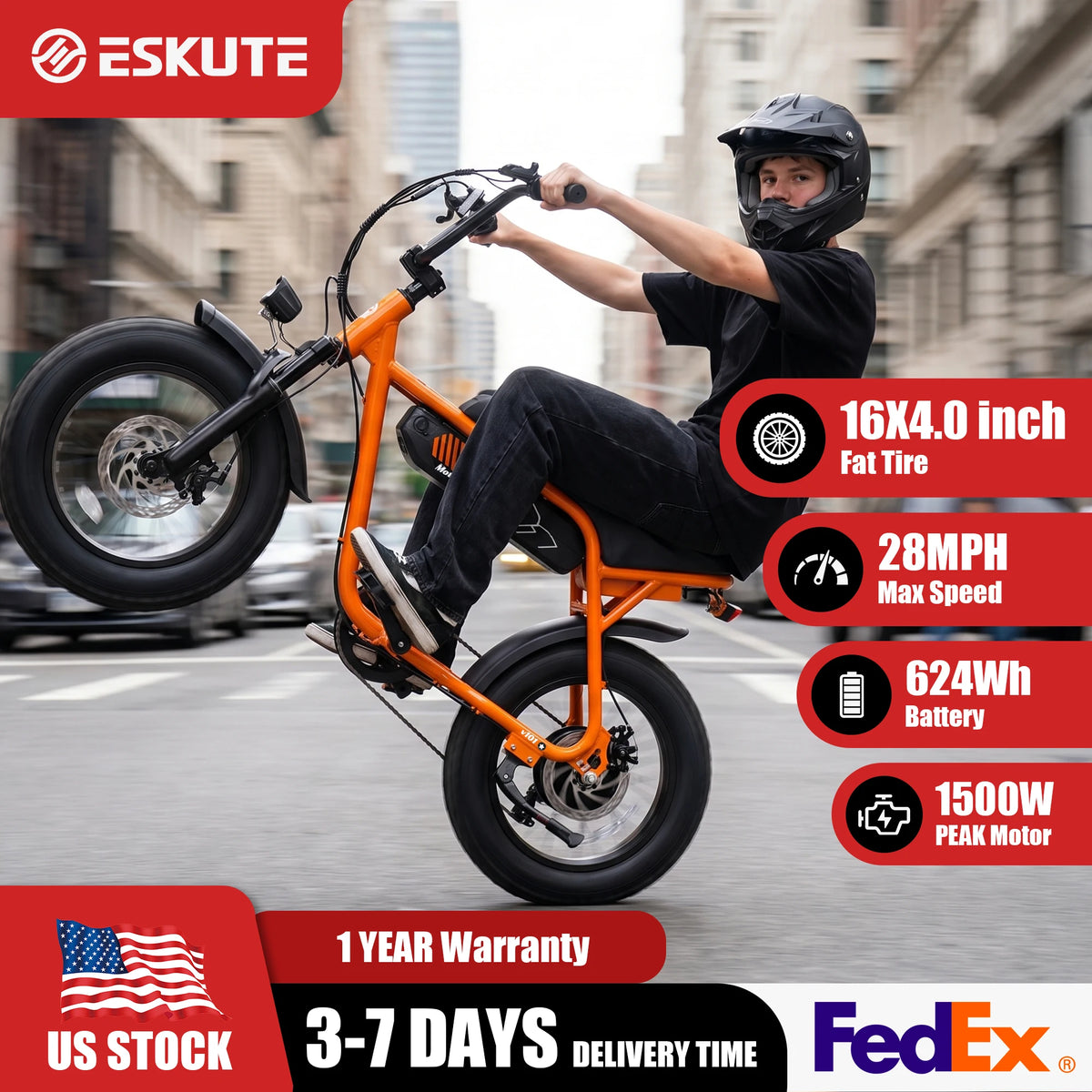 ESKUTE V101 750W Electric Fat Tire Dirt Bike 28 MPH