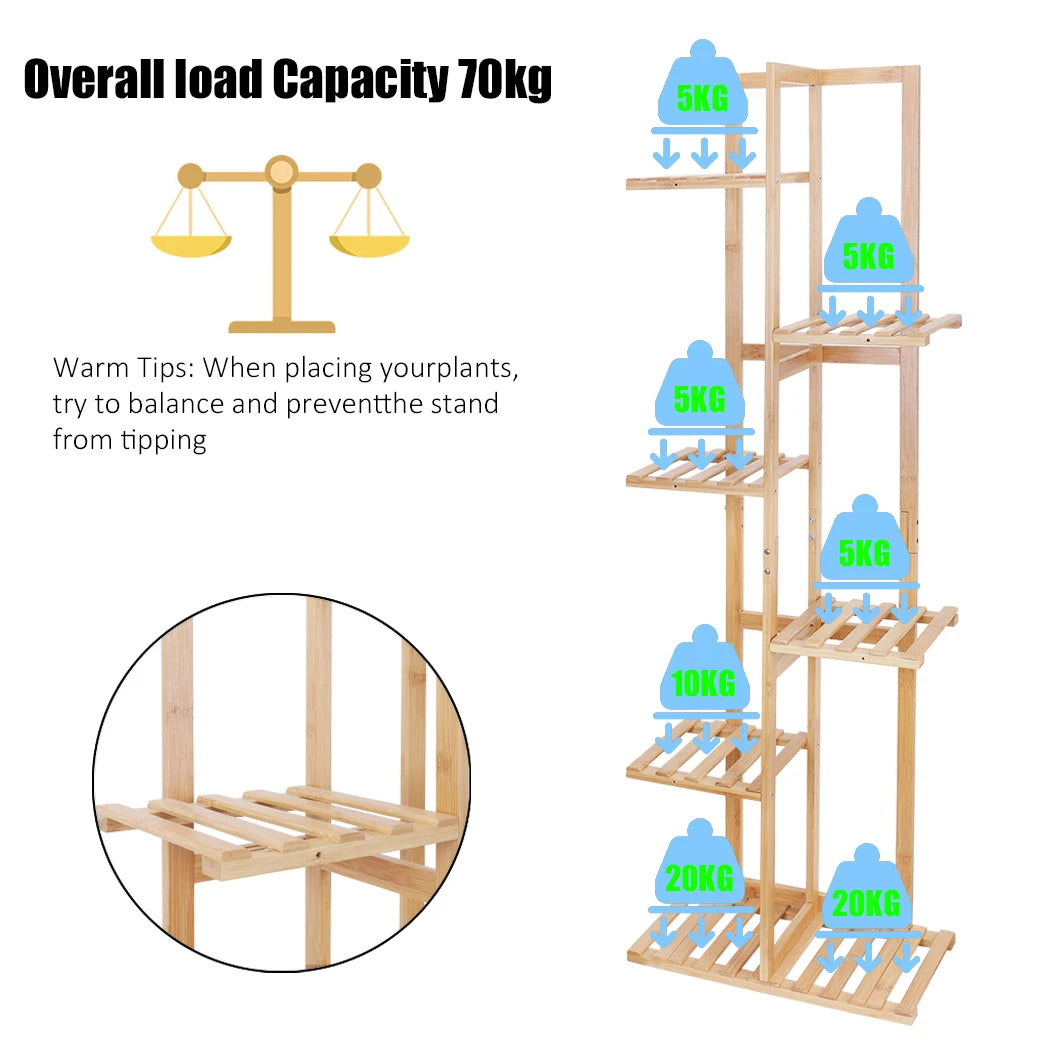 Wisfor Bamboo Corner Plant Stand Rack For Indoor And Outdoor