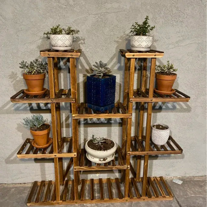 Wisfor Wooden Plant Shelf And Multi Tier Plant Display Stand