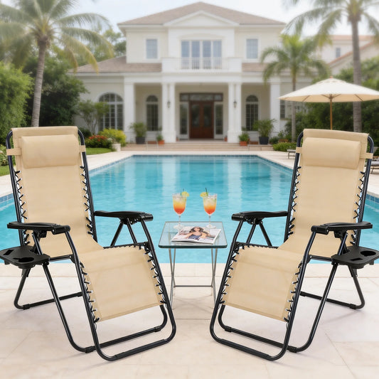 JHK Zero Gravity Outdoor Folding Lounge Recliner Chair
