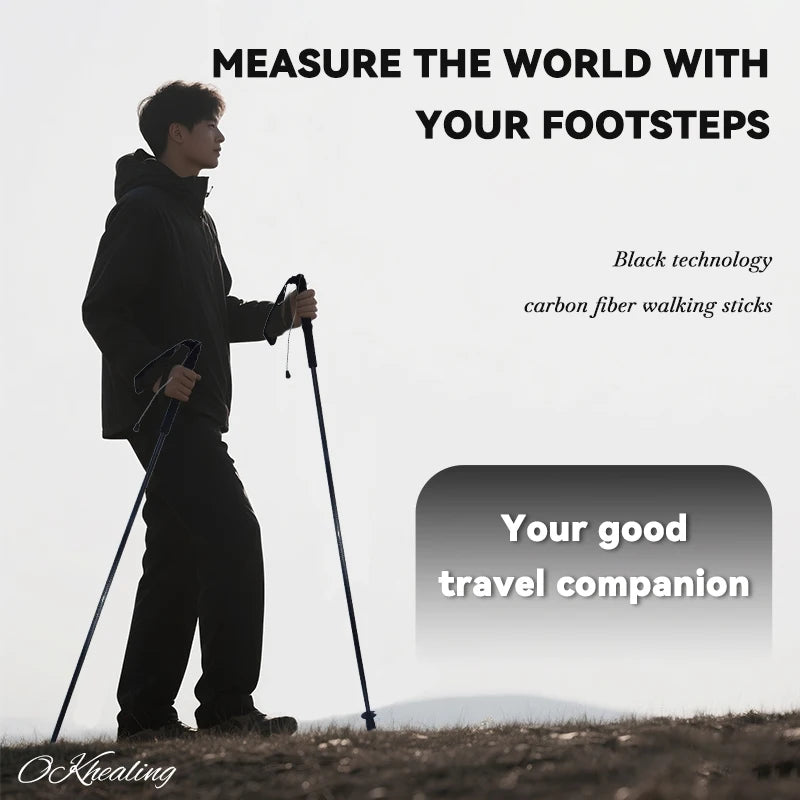 OKHEALING Ultralight Foldable Carbon Fiber Trekking Poles 2 Pack