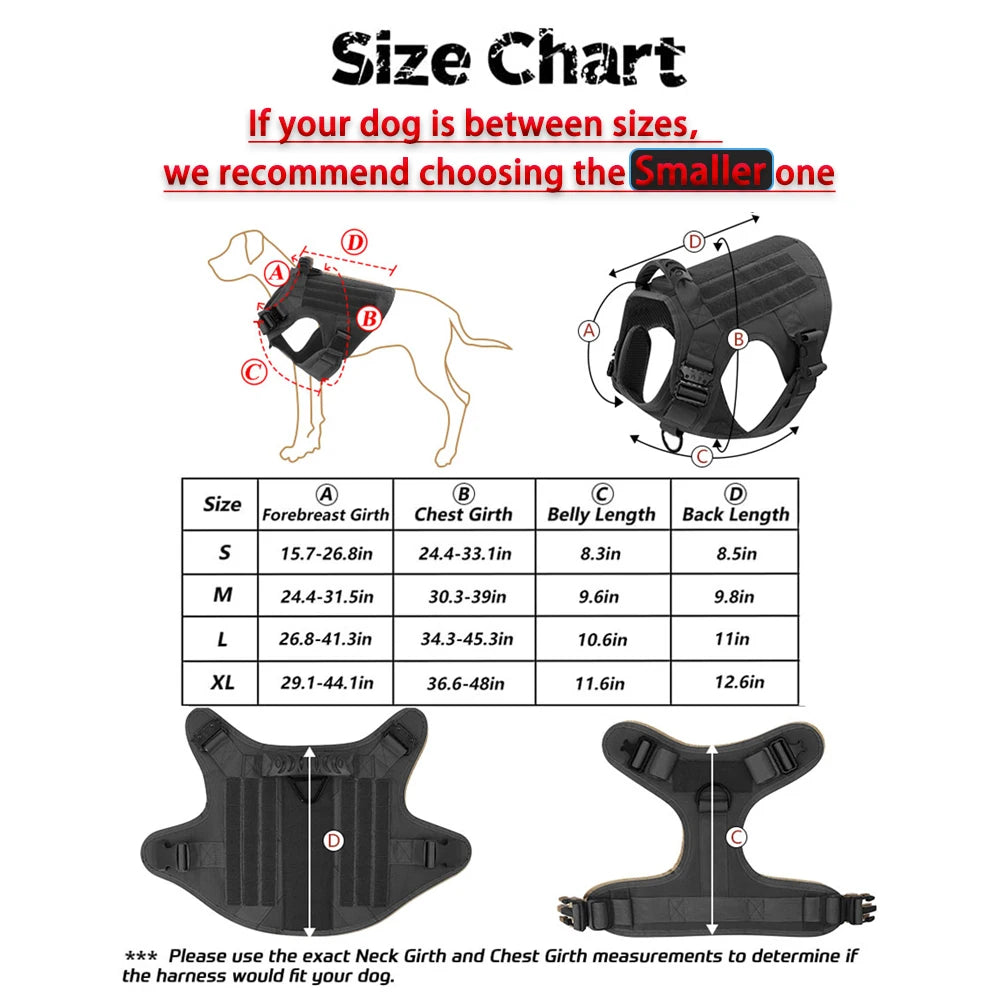 Tactical Dog Harness With Molle Pouches For Medium Dogs