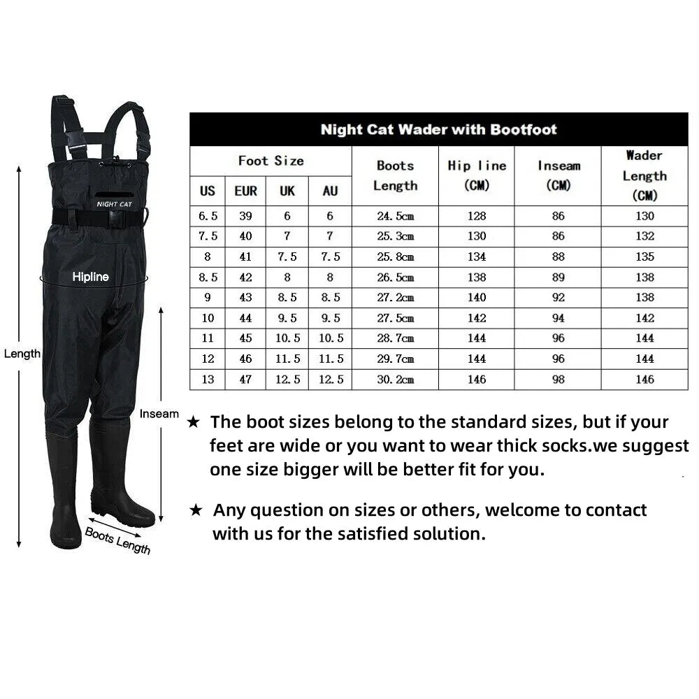 Heavy Duty Waterproof Nylon Chest Waders With Boots For Fishing