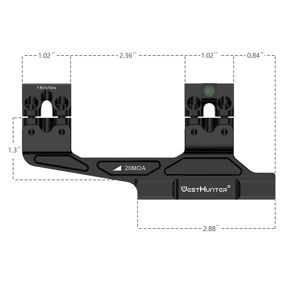 WestHunter 30mm Cantilever Picatinny Scope Mount With Bubble Level
