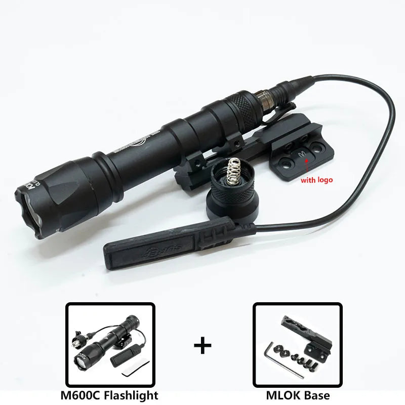 Tactical LED Rifle Flashlight With Picatinny Rail Mount