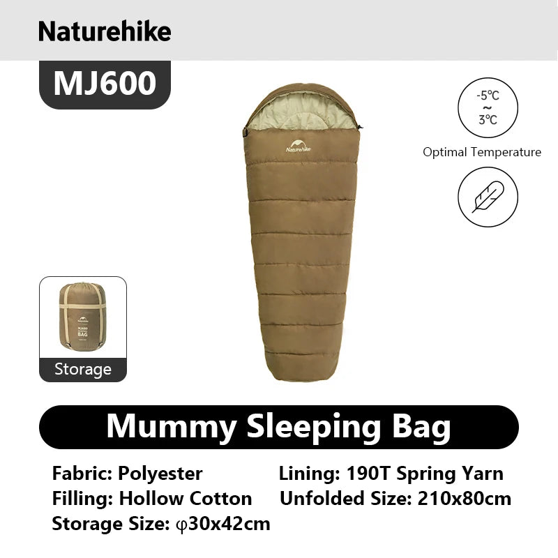 Naturehike Mummy Sleeping Bag Adults Warm Winter Camping Gear