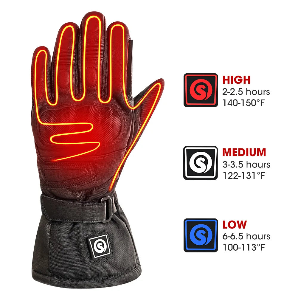 Snow Deer Waterproof Heated Tactical Leather Winter Gloves