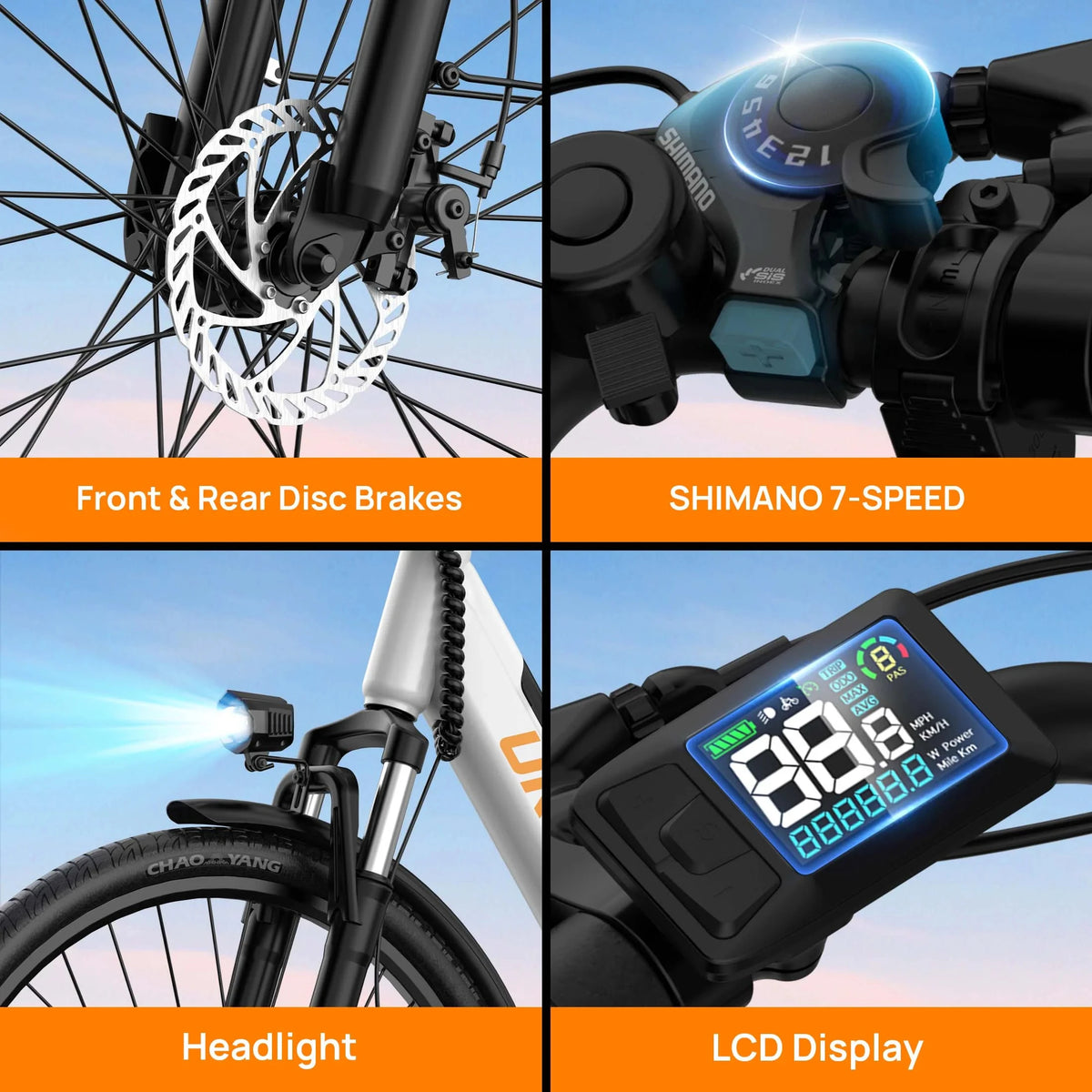 Urlife 750W Electric Bike 48V Lithium Commuter Hydraulic Disc Brakes