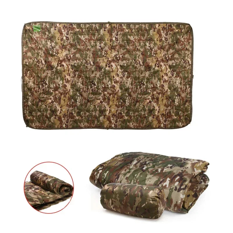 Tactical Camouflage Poncho Liner Water Repellent Woobie Quilted Blanket