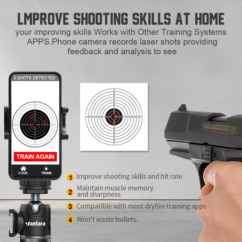 Laser Dry Fire Practice Cartridge For Pistol Marksmanship Training