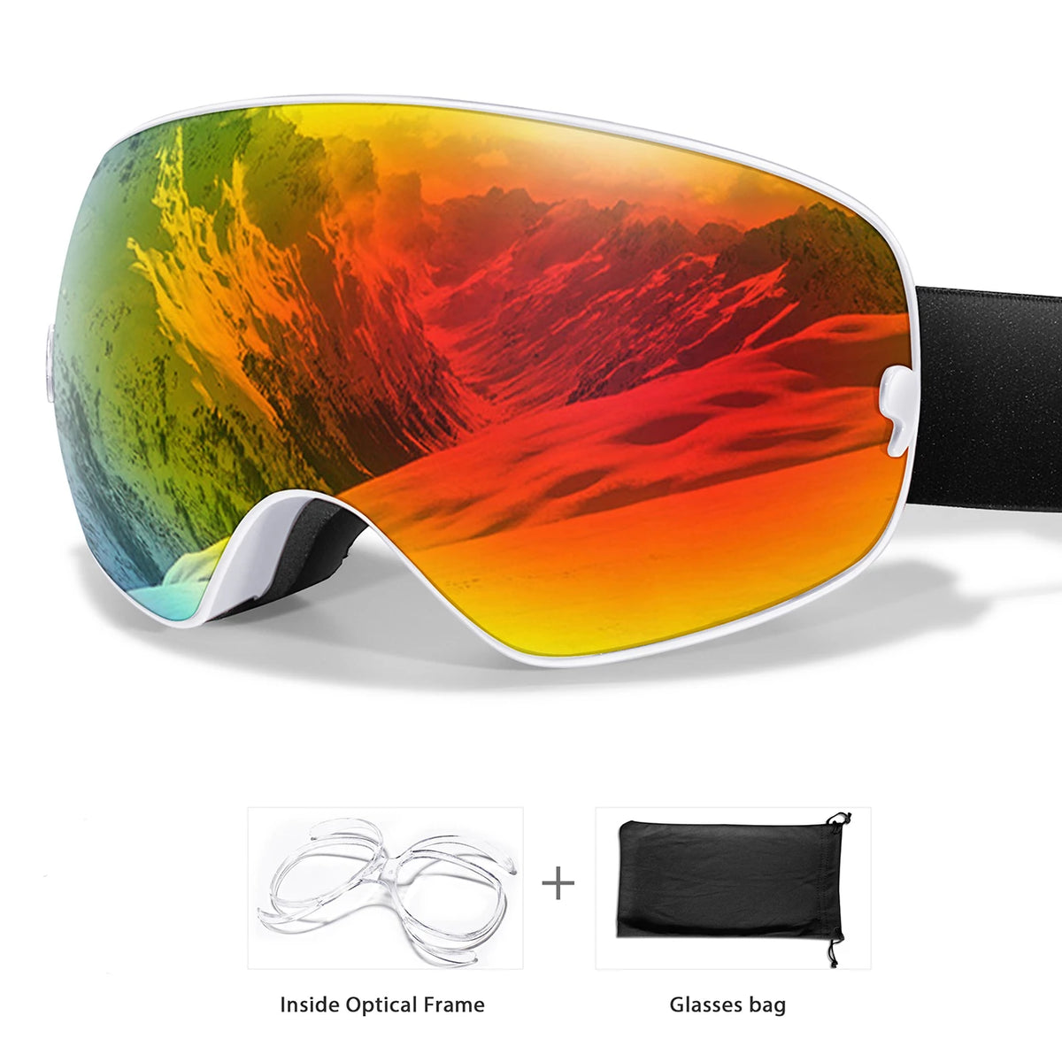Unisex UV400 Anti Fog Ski Goggles With Polycarbonate Tpu Frame