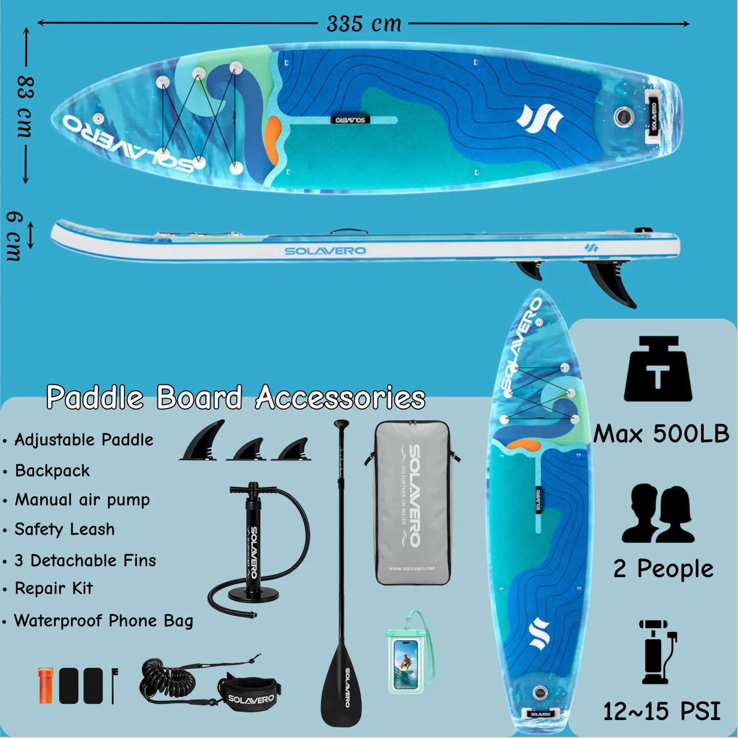 Inflatable Stand Up Paddle Board With Non Slip EVA Deck