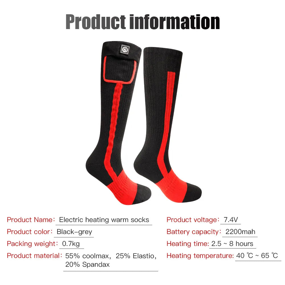 Snow Deer Winter Heated Socks With 2200mAh Rechargeable Battery