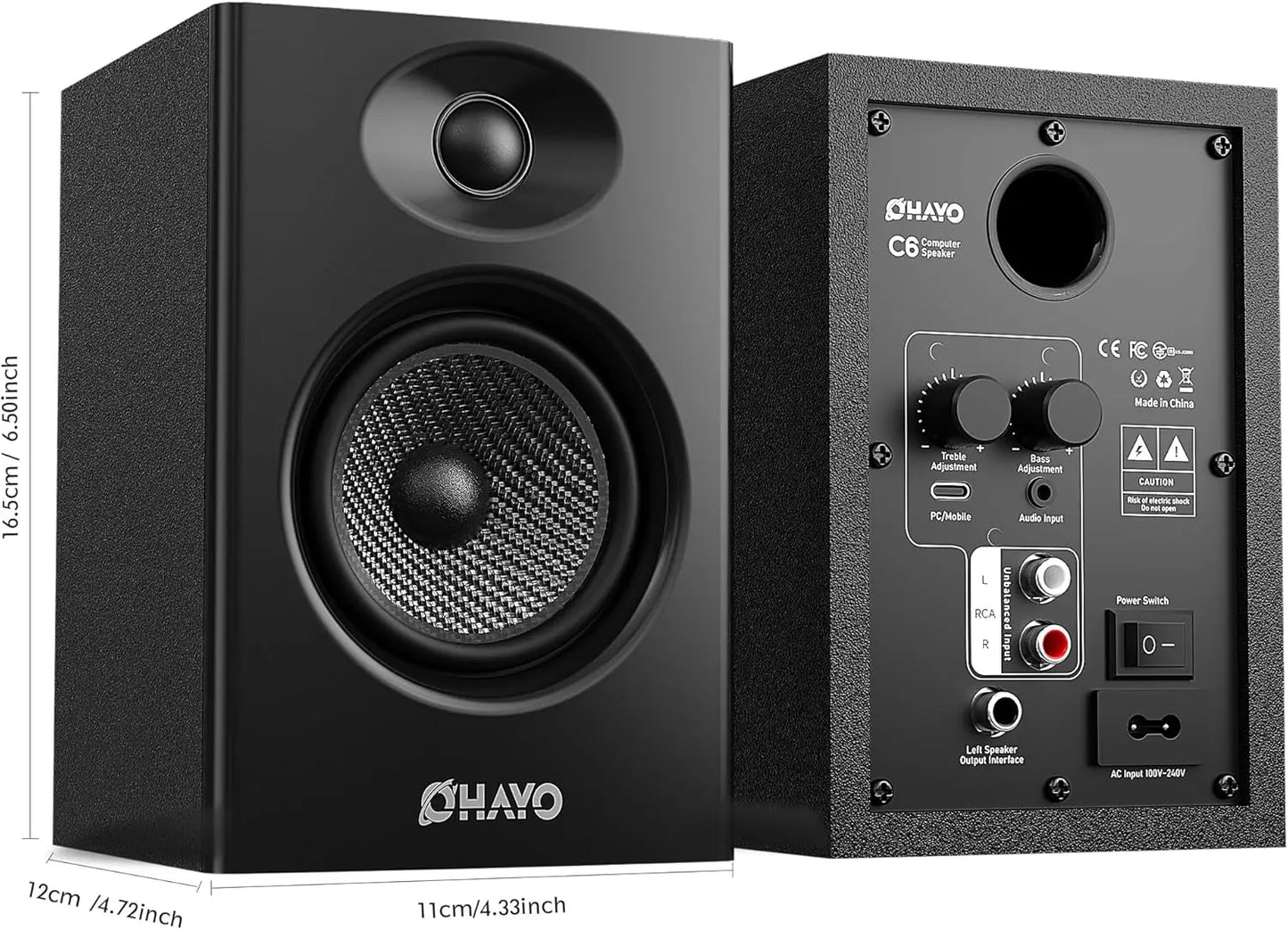 OHAYO Active Bluetooth 5.3 Bookshelf Speakers 60W Audio