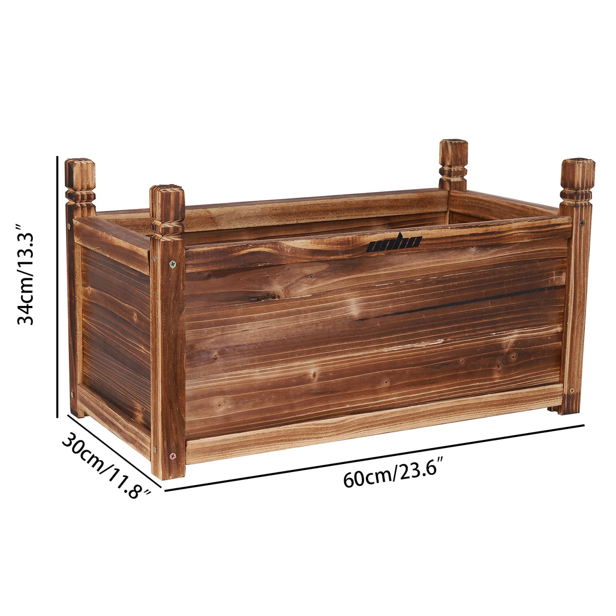 Pine Wood Raised Planter Box For Indoor Outdoor Gardening